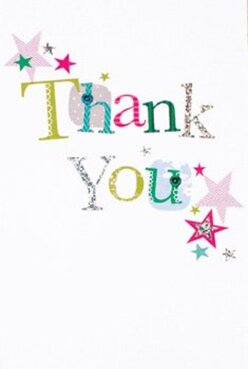 This delightfully expressive thank you card instantly conjures the sense of celebration you find in Cranford's vibrant gatherings-whether at community events or quiet afternoons by the High Street. The words 'Thank You' are lovingly stitched across the front, with each letter boasting its own personality: vivid lime, gleaming fuchsia, serene aqua, and bright blue, each edged or dotted with playful patterns. The gentle twinkle of tiny stars-magenta, teal, and a hint of gold-scatters across the card's corners like confetti after a street fair in Cranford. The letters themselves shimmer with a touch of glitter, catching soft daylight just as a fresh Carnation bouquet glows in a window. The crisp, white backdrop simply begs for these joyful designs to take centre stage, their lively energy and inviting textures appealing to both eyes and fingertips. The overall impression is one of warmth and tender craftsmanship-qualities that Cranford Flowers prize and deliver with every arrangement. When paired with a colourful seasonal posy, this card underscores the message of thanks in a truly personal way. It's easy to picture this scene: a neighbourly gift of flowers and this radiant card, delivered straight to a loved one's doorstep near Cranford Park, each element chosen to bring reassurance and delight. The entire design is a testament to local artistry, heartfelt gratitude, and the everyday beauty found in Cranford.