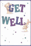 Radiating gentle optimism, this charming get well card brings to mind the cheerful faces seen in Cranford's community on brighter days. A sweet teddy bear and a floppy-eared puppy appear to tumble from the card, each balancing and supporting the vibrant letters that spell 'Get Well' in friendly shades of indigo and teal. Their illustrated fur, fluffy and endearing, creates a sense of tactile comfort-almost as if they could be hugged. Shimmering stars in blue and purple float playfully across the creamy white background, their whimsical sparkle reminiscent of Cranford's festive window displays in the heart of the village. The overall design gives off an aura of warmth and invitation, a perfect emotional salve for anyone in recovery. It's an image not just of visual delight, but of nurturing support, the sort loved ones would cherish when paired with a freshly arranged bouquet from a local Cranford florist-delivering kindness and encouragement to every doorstep.